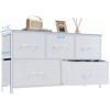 GlasFlength Decorative Storage Cabinets Tall Dresser Fabric Storage Tower ,5 Drawers Wood Top for Kid Room, Nursery, White 39.4"*11.8"*20.9" - 2 of 3