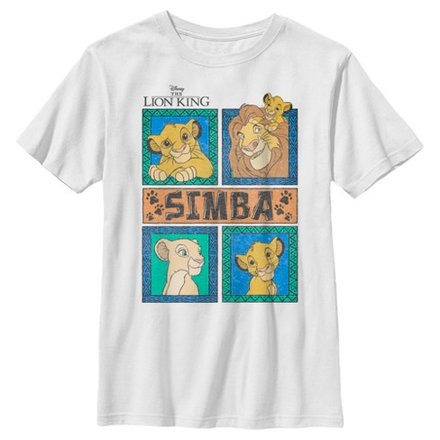 Boy's Lion King Simba And Family Panels T-shirt - White - X Large : Target