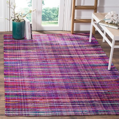 Handwoven Purple and Multicolor Cotton Flat Woven Area Rug