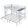 CAVINAS Twin and Twin over Full Bunk Bed Metal Triple Bed Frame with Guardrail and 2 Ladders for Bedroom, Silver - 4 of 4