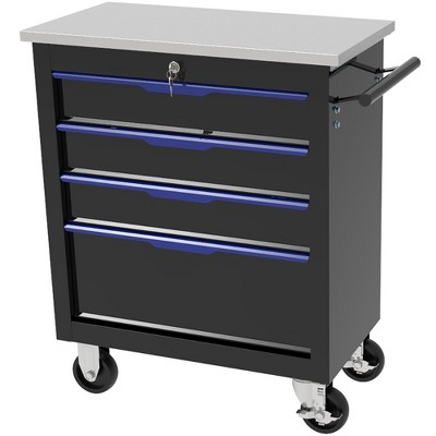 Rolling Tool Chest, 4-Drawer Rolling Tool Box Steel Storage Cabinet With Wheels, Multifunctional Tool Cart