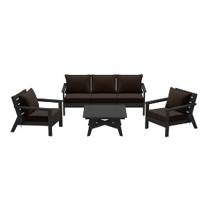 WestinTrends Avalon Outdoor 6-Piece Modular Sectional Patio Furniture Sofa Set, Black/Brown - 1 of 4