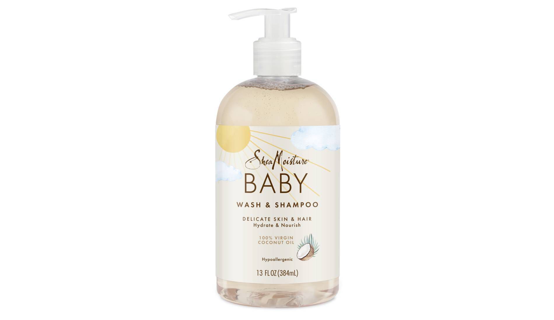 SheaMoisture Baby Wash & Shampoo 100% Virgin Coconut Oil Hydrate & Nourish for Delicate Skin - 13 fl oz