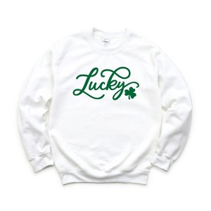 Simply Sage Market Women's Graphic Sweatshirt Cursive Lucky Clover St. Patrick's Day - 1 of 2