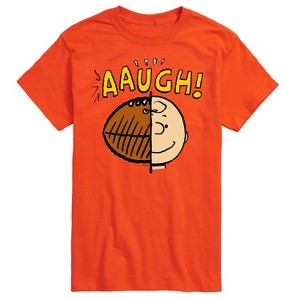 Men's - Peanuts - C Brown Half Football Head Short Sleeve Graphic T-Shirt - 1 of 4