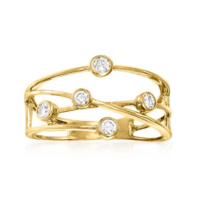 Ross-Simons 0.25 ct. t.w. Bezel-Set Diamond Crisscross Ring in 14kt Yellow Gold Size 5