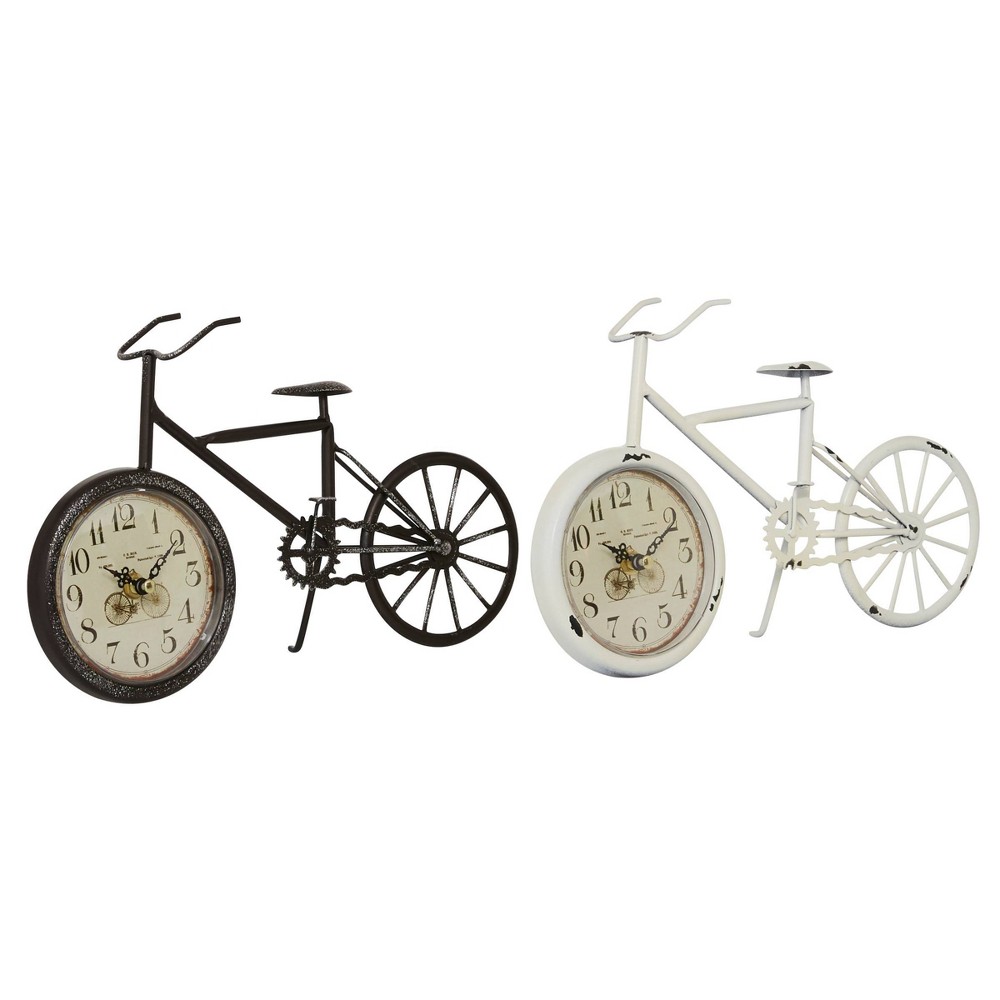 Photos - Wall Clock Set of 2 Metal Bike Clocks Black/White - Olivia & May