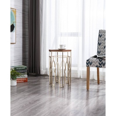 Genevieve Gold & Natural Fir Wood Round Nesting Tables