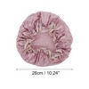 Unique Bargains Double Layer Solid Color Shower Cap Pink 1 Pc - 2 of 3