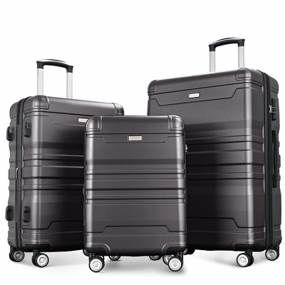3 Piece Hardshell Luggage Sets, Expandable Suitcase Sets With Spinner Wheels And TSA Lock For Travel (20''/24''/28'')