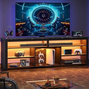 Bestier 70" Gaming Entertainment Center for TV up to 75" , LED TV Stand for PS5 Tall TV Console with Shelves - 1 of 4