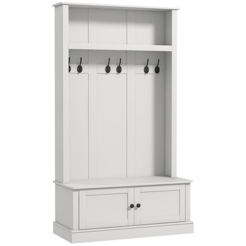 HOMCOM Gray Hall Tree with Shoe Storage Bench, Entryway Bench with Coat  Rack, Accent Coat Tree with Adjustable Shelves 837-302V00GY - The Home Depot