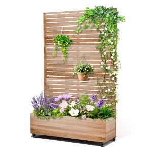 TOAOTBNBO Metal Raised Garden Bed with Trellis and Wheels, Metal Planter Box with Trellis, Garden Box for Climbing Plants, Flower - 1 of 4