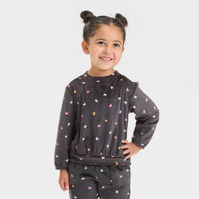 Image of Toddler Girls' Printed Velour Sweatshirt - Cat & Jack™ 12M