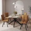 LeisureMod Ravenna 5-Piece Dining Set 63" Rectangular Dining Table with Natural Wood MDF Top and 4 Leather Side Chairs - 2 of 4