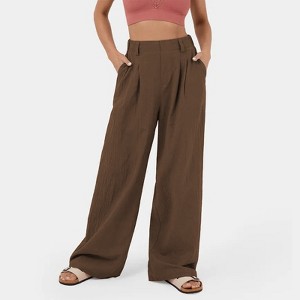 Women's High - Waisted Cotton Straight - Leg Wide - Leg Pants, Loose & Casual Long Trousers - 1 of 3