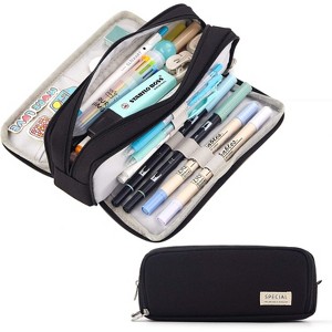 Paaaawaters Large Capacity Pencil Case 3 Compartment Pouch Pen Bag for School Teen Girl Boy Men Women (Pink) - 1 of 4