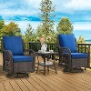 3 Pieces Outdoor Wicker Swivel Chair Set, Swivel Rocking Chairs Set of 2 with Rattan Side Table, 360-Degree Swivel Rocking Chair for Patio Porch Pool - 2 of 4