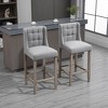 Vatros Modern Bar Stools, Tufted Upholstered Barstools, Pub Chairs with Back, Rubber Wood Legs for Kitchen, Dinning Room, Set of 2 - 2 of 4