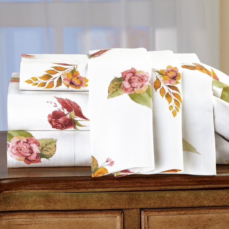 Collections Etc Fall Floral Sheet Set, 3 of 5