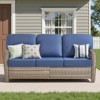 Buenhomino High Back Outdoor Wicker Patio Sofa with 5" Thick Cushion, All Weather Wicker Furniture 3-Seater Sofa Patio Couch for Porch - 2 of 4