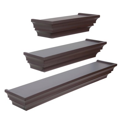 Madison Decorative Wall Ledge Shelf Set of 3 - Espresso