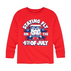 Boys' - SpongeBob SquarePants - Fly on the 4th of July Long Sleeve Graphic T-Shirt - 1 of 4