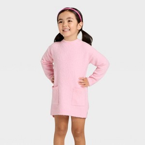 Toddler Girls' Long Sleeve Crewneck Dress - Cat & Jack™ - 1 of 3