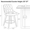JUJABU 26"H Swivel Bar Stools Set of 2, with Backs, Upholstered and Solid Wood Legs - 2 of 4