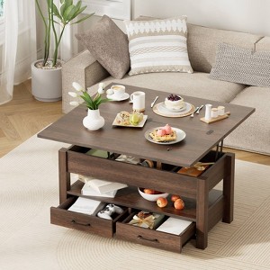 Greenstell Vintage Lift-type Wooden Square Coffee Table with Storage ...