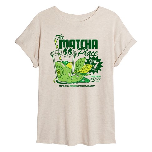 Women's - Instant Message - The Matcha Place Bakery Oversized Graphic T-Shirt - image 1 of 4