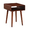 HomeStock Napa End Table with Open Shelf, Mid Century Modern Side Table with Curved Edges, Tapered Legs and Spacious Surface Top - 3 of 4