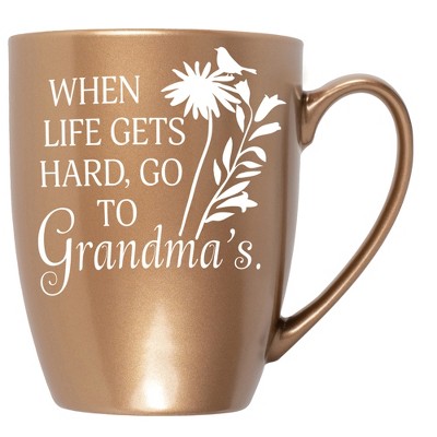 Elanze Designs When Life Gets Hard, Go To Grandma'S Bronze 10 ounce New Bone China Coffee Cup Mug