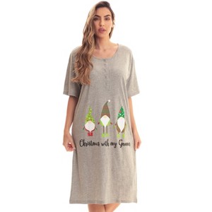 Just Love Womens Nightgown - Short Sleeve Henley Oversized Sleepwear Gown - 1 of 3