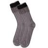 Memoi Women's Parfait Striped Fuzzy Cuff Crew Socks - 3 of 4