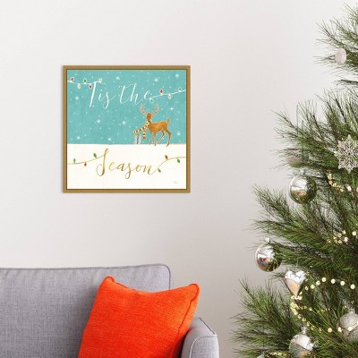Tis the Season Christmas Reindeer Canvas Wall Art