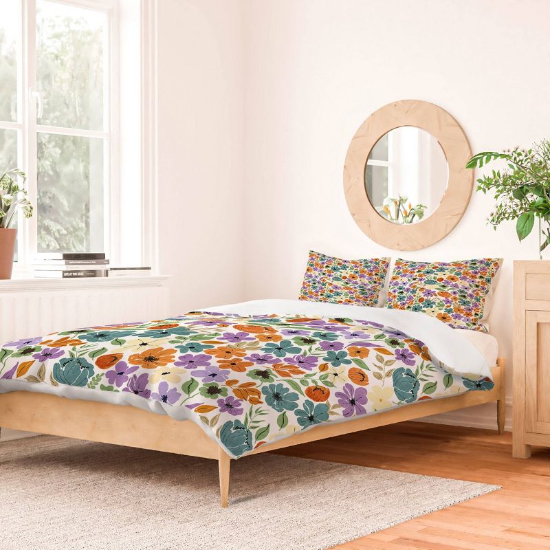 Deny Designs Marta Barragan Camarasa Lush Wild Garden Duvet Cover Bedding Set Green, 3 of 6