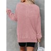 Women's Oversized Sweatshirts Casual Crewneck Long Sleeve Side Slit Waffle Knit Pullover Sweatshirt Tops - 4 of 4