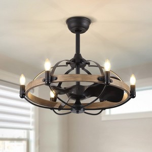 Ludomide 27'' Farmhouse Ceiling Fan with Light and Remote Control, Chandelier Ceiling Fan with Lights for Kitchen Dining Room - 1 of 4