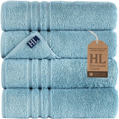 Hawmam Linen Bath Towels 4 Pack 27 x 54 Inches 100% Turkish Cotton Soft Lightweight and Highly Absorbent Quick Drying Towels
