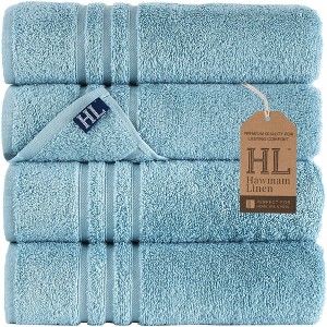 Hawmam Linen Bath Towels 4 Pack 27 x 54 Inches 100% Turkish Cotton Soft Lightweight and Highly Absorbent Quick Drying Towels - 1 of 4