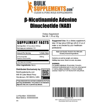 BulkSupplements Nicotinamide Adenine Dinucleotide (NAD) Powder