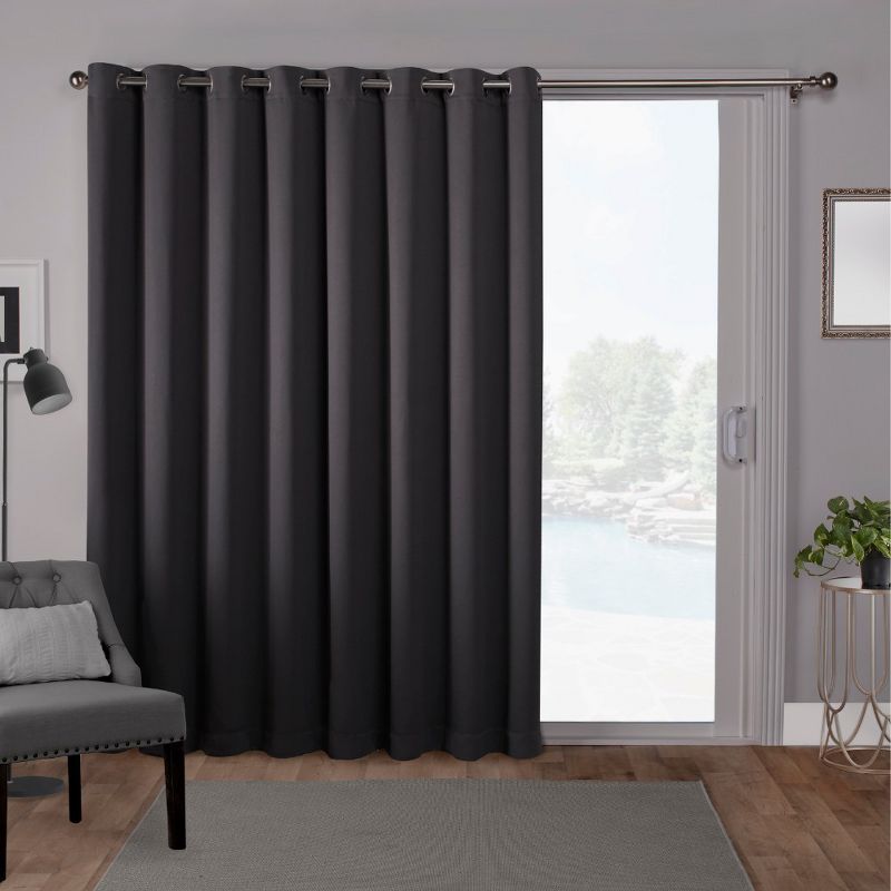 Sateen Blackout Solid Grommet Top Extra Wide Curtain Panel - Exclusive Home, 1 of 11