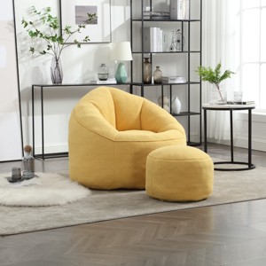 Microfiber Bean Bag Sofa Chair with Soft Foam Padding, Compressed Bean Bag with Footrest for Indoor Use, Lightweight and Cozy-Baofuwish - 1 of 4