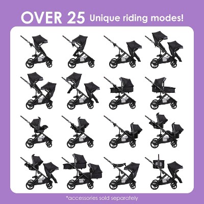 Dash Grey Modular Single to Double Stroller with Bassinet