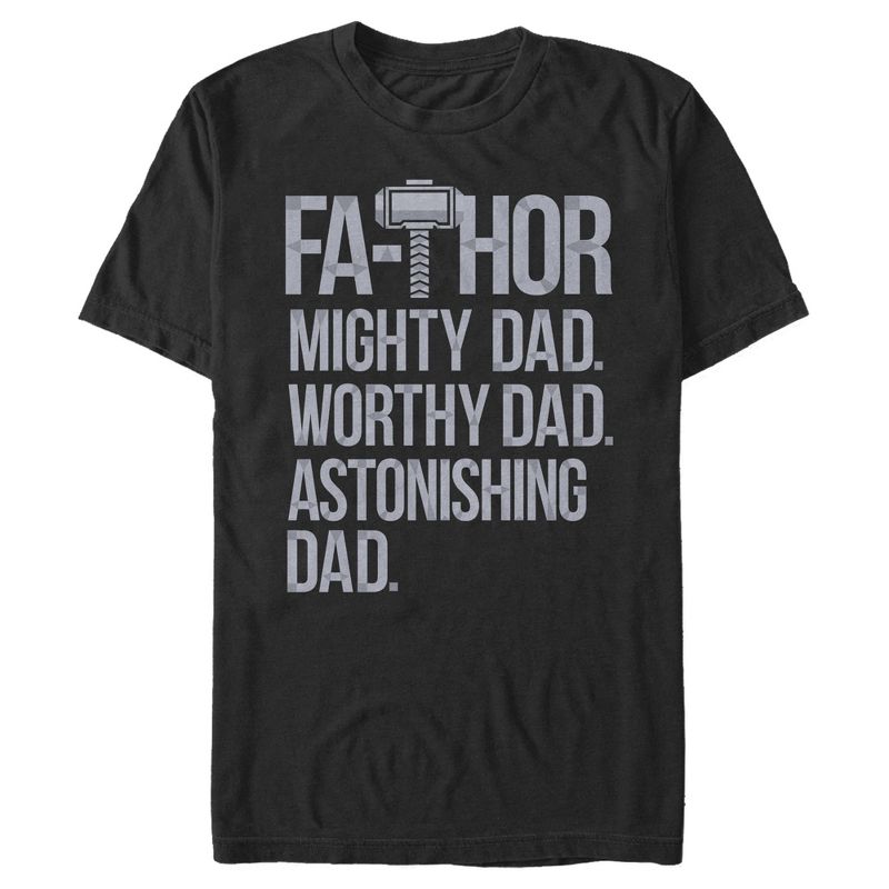 Men's Marvel Thor Mighty Dad Fa-Thor T-Shirt, 1 of 5