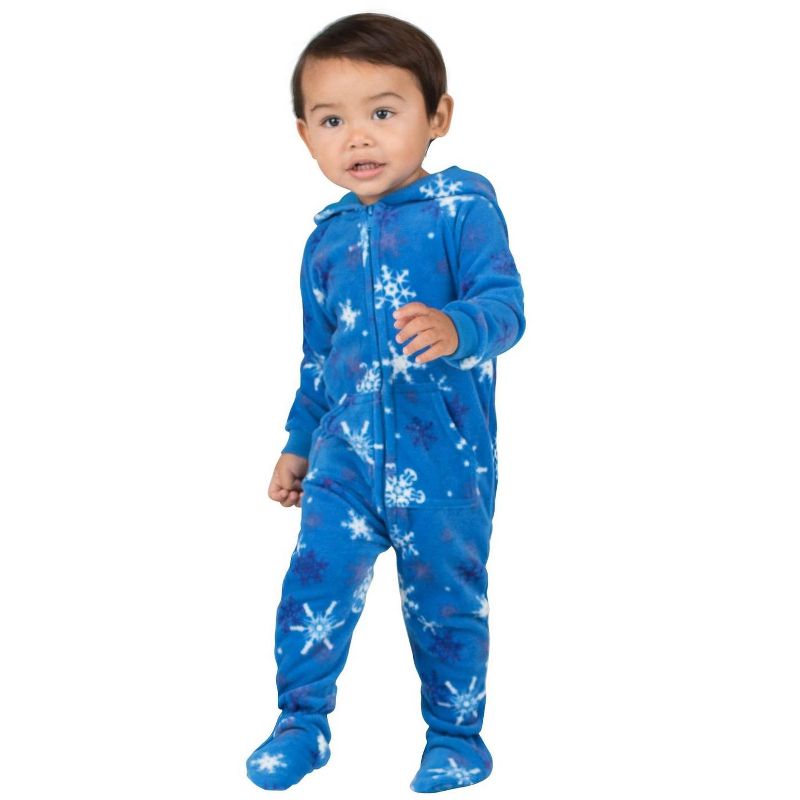 Footed Pajamas - Its A Snow Day Infant Hoodie Fleece Onesie, 2 of 4