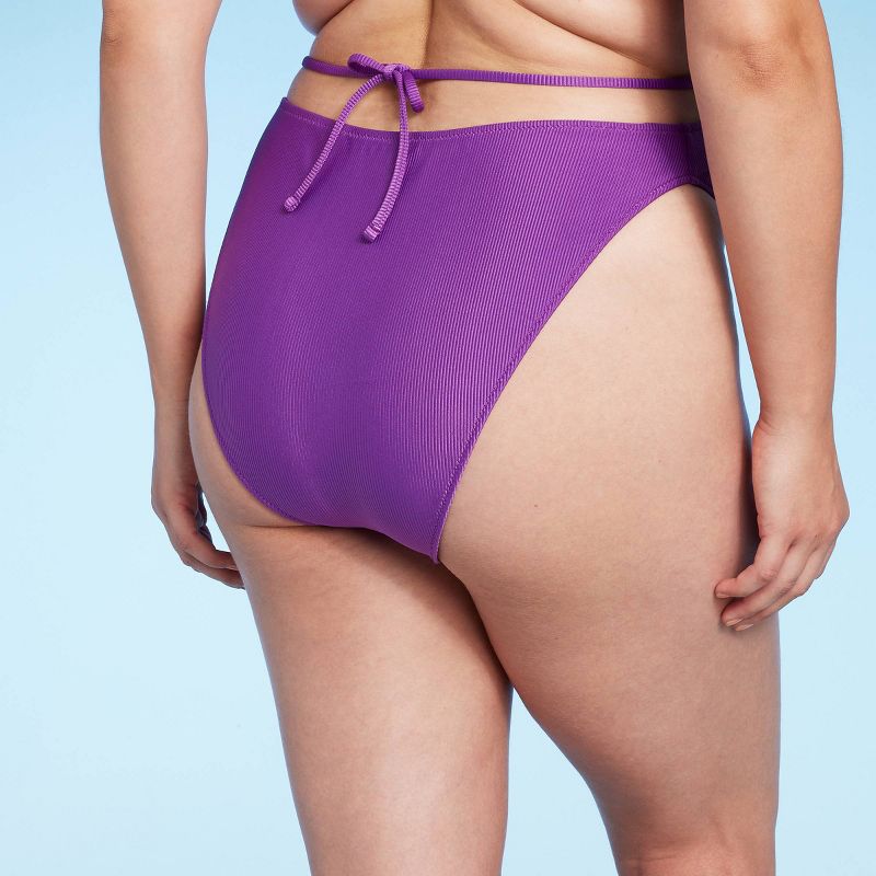 Women's Strappy Ribbed High Waist Extra High Leg Extra Cheeky Bikini Bottom - Shade & Shore™, 2 of 12