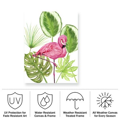 Melissa Wang Tropical Flamingo Outdoor Canvas Print in Pink and Green