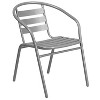 Flash Furniture Lila 31.5'' Square Glass Metal Table with 4 Metal Aluminum Slat Stack Chairs - 3 of 4